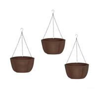 HEBEOT Hanging Planters 10 12 Inch Breathable Fabric Flower Pots with Rust Proof Chains for Indoor Outdoor Plants Balcony Patio Garden Decoration Set of 3 Brown(10in)