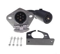 HEBEOT Lawn Mower Trailer Adapter 7 Pin To 7 Pin Round Socket With Mounting Bracket Secure Connection For Trailer Lights And Brakes Black