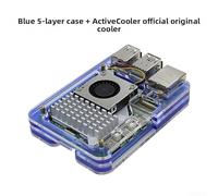 HEBEOT Lightweight 5 Layer Acrylic Case for Raspberry Pi 5 with Active Cooling Compatible with Official Heatsink and Fan Protective Cover with Precise Cutouts and Full(Blue Pro)