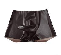 HEBEOT Mens Latex Boxer Briefs Seamless Elephant Trunk Rubber Underpants Low Waist Solid Color Tight Fit Erotic Style for Men in Multiple Sizes and Colors M to 2XL(XL Black)