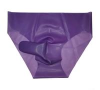 HEBEOT Mens Latex Underpants Seamless Elephant Nose Briefs Low Waist See Through Rubber Underwear Solid Color Erotic Sissy Style Comfortable Fit for Nightwear in Multi(XL Purple)