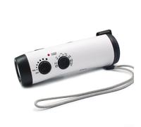 HEBEOT Solar Hand Crank Weather Radio, Portable Self Powered AM/FM Radios Hand Crank Radio, As A Flashlight, Mobile Phone Charger, And Light(White)