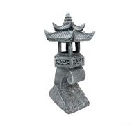 HEBEOT Solar Pagoda Lantern Pathway Light for Garden Outdoor Landscape Lighting Resin Stone Look Zen Temple Decoration 32.5 x 15 x 10 cm Grey(A)
