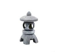 HEBEOT Solar Pagoda Lantern Pathway Light for Garden Outdoor Landscape Lighting Resin Stone Look Zen Temple Decoration 32.5 x 15 x 10 cm Grey(B)