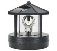 HEBEOT Solar Powered Lighthouse Waterproof LED 360-degree Rotating Solar Lighthouse Garden Lawn Light Outdoor Garden Yard Decor 11 * 10 * 11cm(black)