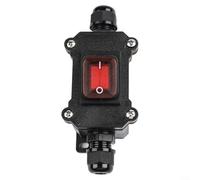 HEBEOT Waterproof IP66 Push Button Inline Switch 220V 30A Rugged Plastic and Copper Alloy Self Locking ON Auto Reset OFF for Machine Box Mod PC Power Kill Switch DIY Electronic Gear Black Red