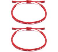 HEBES Authentic Handmade Red String Protection Bracelet with Blessed Talisman, Adjustable Good Luck Tibetan Monks Dorje Bracelets for Positive Energy & Against Evil Eye, Great Ideal Gift (Set of 2)