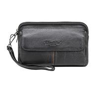 Hebetag Leather Clutch Purse Wallet for Men Organizer Holder Wrist Bag, #06black, 18.5cm(W) x6.3cm(D) x12cm(H)(7.28"x2.4"x4.7");, Classic