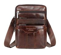 Hebetag Leather Shoulder Messenger Bag for Men Business Pack Wallet Phone Purse, 01coffee, 16cm(W) x7cm(D) x23cm(H)(6.29x2.75x9.25)