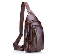 Hebetag Leather Sling Bag Crossbody Backpack for Men Women Travel Outdoor Sports, #06brown, One Size, Durable,vintage