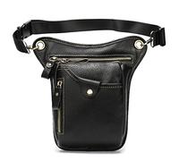Hebetag Leather Waist Pack Drop Leg Bag for Men Women Multi-Purpose Motorcycle Bike Outdoor Travel Sports Tactical Cycling Riding Hiking Camping Belt Pouch Black
