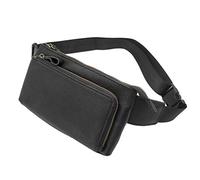 Hebetag Leather Waist Pack Fanny Bag for Men Women Outdoor Travel Sports Running Walking Hiking Hip Bum Belt Slim Cell Phone Purse Casual Waist Wallet Pouch, #02Black, One Size, Vintage, Classic