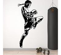 HEBIQUAN Muay Thai Sticker Muay Thai Boxer Vinyl Wall Sticker Fighting Skills Decal Boy Room Decor Martial Arts Mural, 22 Black, 57x104cm