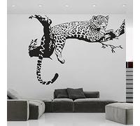 HEBIQUAN Wall Sticker Leopard Decal African Animal Home Decor Leopard Bedroom Living Room Decorative Art Mural Sticker, 22 Black, 110x151cm