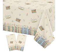 Heboland 2 Pack Book Themed Party Table Cloth, Large 137 x 274cm World Book Day Decorations Tablecloth Vintage Storybook Table Covers for Book ClubReading Lovers New Chapter Baby Shower