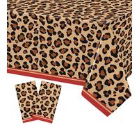Heboland 2 Pack Red Leopard Print Table Cloth, Large 137 x 274cm Cherry Red Leopard Print Party Decorations Tablecloth for Cherry Wild Sweet Women Girls Birthday Bachelorette