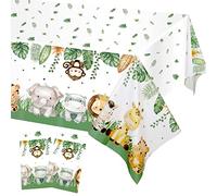 Heboland 2 Pack Safari Jungle Table Cloth, Safari Wild One Birthday Decorations Tablecloth Disposable Waterproof Table Cover for Kids Animal Party Decorations Theme Baby Shower - 274 x 137cm