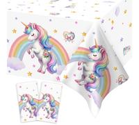 Heboland 2Pcs Unicorn Party Table Cloth, 137 X 274cm Unicorn Birthday Party Decorations Tablecloth Large Rectangular Rainbow Table Cover for Girls Birthday Decorations Supplies