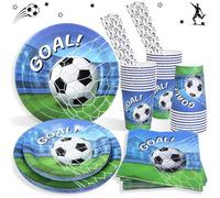 Heboland Football Party Decorations Paper Plates for 25 Guests, 125pcs Football Birthday Decorations Party Plates and Napkins, Cups, Straws for Soccer Theme Birthday Decoration Kids