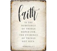 Hebrews 11:1 Faith Bible Verse Classics Tin Sign Vintage Wall Art for Cozy Decor for Kitchen Cafe Living Room Farmhouse Restaurant Chic Plaque Decorative Gifts 6x8 Inch