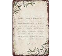 Hebrews 12 1 2 Metal Tin Sign Bible Verse Wall Decor Botanical Scripture Wall Art for Christian Home Let Us Run With Endurance Poster Decor for Bedroom Painting Pictures for Women Men 8 X 12 Inch