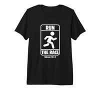 Hebrews 12:1-2 Run The Race Stick Man Figure Bible Verse Premium T-Shirt
