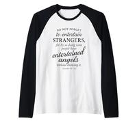 Hebrews 13:2 Bible Verse Entertained Angels Faith Scripture Raglan Baseball Tee