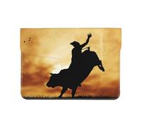 HEBSDFG 13-inch Leather Laptop Sleeve, cool bull riding Print Slim Shockproof Insertion Design Laptop Case Bag for Office, School, Travel