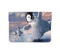 HEBSDFG 13-inch Leather Laptop Sleeve, Happy Penguin Print Slim Shockproof Insertion Design Laptop Case Bag for Office, School, Travel