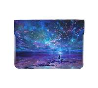 HEBSDFG 13-inch Leather Laptop Sleeve, Northern Lights Print Slim Shockproof Insertion Design Laptop Case Bag for Office, School, Travel
