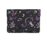 HEBSDFG 13-inch Leather Laptop Sleeve, Purple Black Goth Spooky Print Slim Shockproof Insertion Design Laptop Case Bag for Office, School, Travel