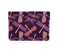 HEBSDFG 13-inch Leather Laptop Sleeve, purple dragonfly Print Slim Shockproof Insertion Design Laptop Case Bag for Office, School, Travel