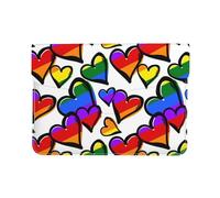 HEBSDFG 13-inch Leather Laptop Sleeve, Rainbow Colored Gay Pride Hearts Print Slim Shockproof Insertion Design Laptop Case Bag for Office, School, Travel