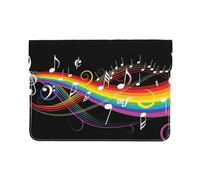 HEBSDFG 13-inch Leather Laptop Sleeve, Rainbow Musical Note Melody Print Slim Shockproof Insertion Design Laptop Case Bag for Office, School, Travel