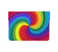 HEBSDFG 13-inch Leather Laptop Sleeve, Rainbow Swirl Print Slim Shockproof Insertion Design Laptop Case Bag for Office, School, Travel