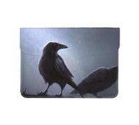 HEBSDFG 13-inch Leather Laptop Sleeve, Ravens Print Slim Shockproof Insertion Design Laptop Case Bag for Office, School, Travel