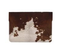 HEBSDFG 13-inch Leather Laptop Sleeve, red brown cowhide Print Slim Shockproof Insertion Design Laptop Case Bag for Office, School, Travel