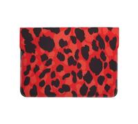 HEBSDFG 13-inch Leather Laptop Sleeve, Red Leopard Pattern Print Slim Shockproof Insertion Design Laptop Case Bag for Office, School, Travel