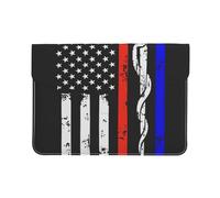 HEBSDFG 13-inch Leather Laptop Sleeve, Red Stripe Firefighter USA Flag Print Slim Shockproof Insertion Design Laptop Case Bag for Office, School, Travel