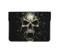 HEBSDFG 13-inch Leather Laptop Sleeve, Scary skull Print Slim Shockproof Insertion Design Laptop Case Bag for Office, School, Travel