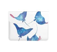 HEBSDFG 13-inch Leather Laptop Sleeve, Sea Animals Stingrays Print Slim Shockproof Insertion Design Laptop Case Bag for Office, School, Travel