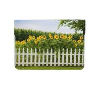 HEBSDFG 13-inch Leather Laptop Sleeve, Sunflowers white picket fence Print Slim Shockproof Insertion Design Laptop Case Bag for Office, School, Travel