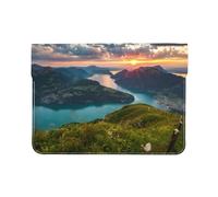 HEBSDFG 13-inch Leather Laptop Sleeve, Switzerland Alps Print Slim Shockproof Insertion Design Laptop Case Bag for Office, School, Travel