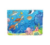 HEBSDFG 13-inch Leather Laptop Sleeve, Underwater world fish dolphin Print Slim Shockproof Insertion Design Laptop Case Bag for Office, School, Travel
