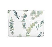 HEBSDFG 13-inch Leather Laptop Sleeve, White Natural Greenery Twig Print Slim Shockproof Insertion Design Laptop Case Bag for Office, School, Travel