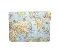 HEBSDFG 13-inch Leather Laptop Sleeve, World Map Print Slim Shockproof Insertion Design Laptop Case Bag for Office, School, Travel