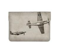 HEBSDFG 13-inch Leather Laptop Sleeve, World War 2 Aircraft Airplane Pattern Print Slim Shockproof Insertion Design Laptop Case Bag for Office, School, Travel