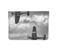 HEBSDFG 13-inch Leather Laptop Sleeve, World War 2 Aircraft Airplane Print Slim Shockproof Insertion Design Laptop Case Bag for Office, School, Travel