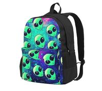 HEBSDFG 15 Inch Travel Laptop Backpack for Men Women, Green alien Print Casual Daypack Computer Rucksack for School Hiking Work