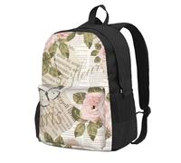 HEBSDFG 15 Inch Travel Laptop Backpack for Men Women, Newspaper Roses Print Casual Daypack Computer Rucksack for School Hiking Work